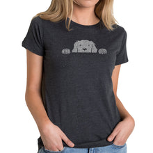 Load image into Gallery viewer, Peeking Dog  - Women&#39;s Premium Blend Word Art T-Shirt