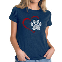 Load image into Gallery viewer, Paw Heart - Women&#39;s Premium Blend Word Art T-Shirt