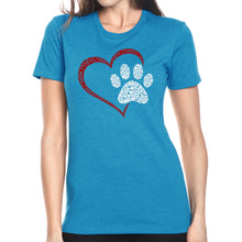 Load image into Gallery viewer, Paw Heart - Women&#39;s Premium Blend Word Art T-Shirt