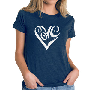Script Love Heart  - Women's Premium Blend Word Art T-Shirt