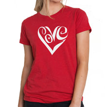 Load image into Gallery viewer, Script Love Heart  - Women&#39;s Premium Blend Word Art T-Shirt
