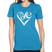 Load image into Gallery viewer, Script Love Heart  - Women&#39;s Premium Blend Word Art T-Shirt