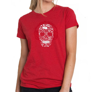 Music Notes Skull  - Women's Premium Blend Word Art T-Shirt