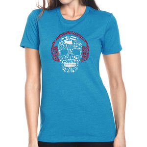 Music Notes Skull  - Women's Premium Blend Word Art T-Shirt