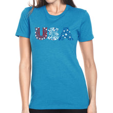 Load image into Gallery viewer, USA Fireworks - Women&#39;s Premium Blend Word Art T-Shirt