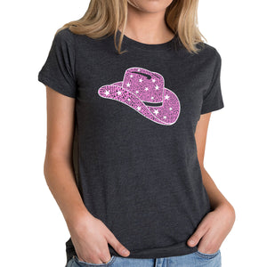Cowgirl Hat - Women's Premium Blend Word Art T-Shirt