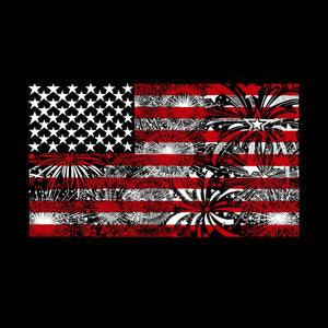 Women's Word Art Long Sleeve T-Shirt - Fireworks American Flag
