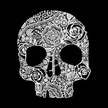 Load image into Gallery viewer, Flower Skull  - Women&#39;s Word Art V-Neck T-Shirt