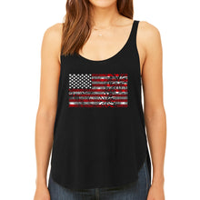 Load image into Gallery viewer, Women&#39;s Premium Word Art Flowy Tank Top - Fireworks American Flag