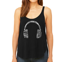 Load image into Gallery viewer, Music in Different Languages Headphones - Women&#39;s Word Art Flowy Tank