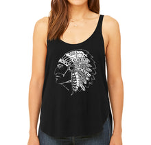 Load image into Gallery viewer, POPULAR NATIVE AMERICAN INDIAN TRIBES - Women&#39;s Word Art Flowy Tank