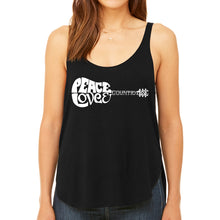Load image into Gallery viewer, Peace Love Country  - Women&#39;s Premium Word Art Flowy Tank Top
