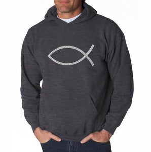JESUS FISH - Men's Word Art Hooded Sweatshirt
