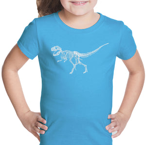 Dinosaur TRex Skeleton - Girl's Word Art T-Shirt