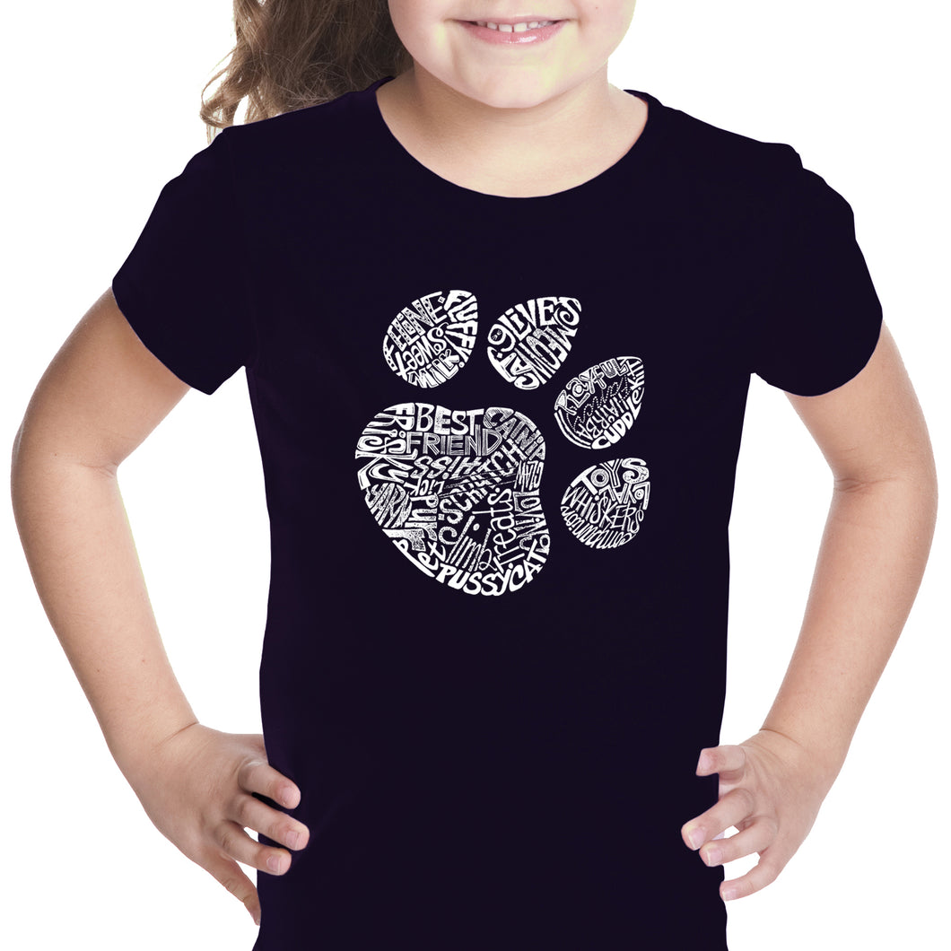 Cat Paw - Girl's Word Art T-Shirt
