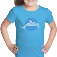 Load image into Gallery viewer, Species of Dolphin - Girl&#39;s Word Art T-Shirt