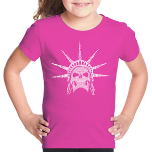 Freedom Skull  - Girl's Word Art T-Shirt