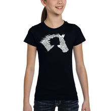 Load image into Gallery viewer, Girl Horse - Girl&#39;s Word Art T-Shirt