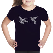Load image into Gallery viewer, Hummingbirds - Girl&#39;s Word Art T-Shirt