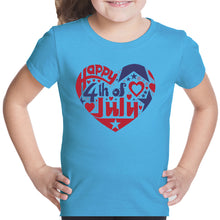 Load image into Gallery viewer, Girl&#39;s Word Art T-shirt - July 4th Heart