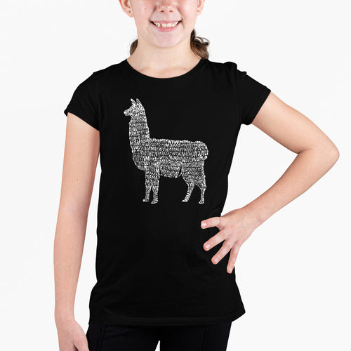 Llama Mama  - Girl's Word Art T-Shirt