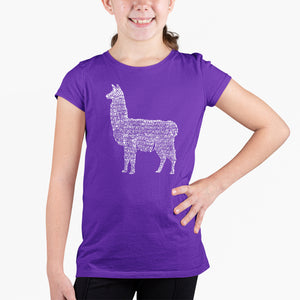 Llama Mama  - Girl's Word Art T-Shirt