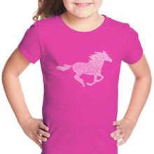 Load image into Gallery viewer, Horse Breeds - Girl&#39;s Word Art T-Shirt