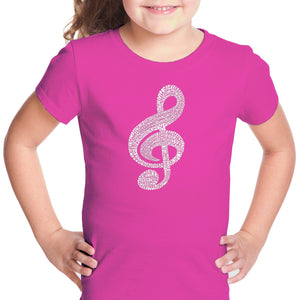 Music Note - Girl's Word Art T-Shirt
