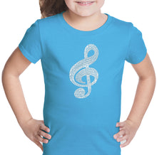 Load image into Gallery viewer, Music Note - Girl&#39;s Word Art T-Shirt