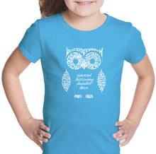 Load image into Gallery viewer, Owl - Girl&#39;s Word Art T-Shirt