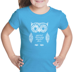 Owl - Girl's Word Art T-Shirt