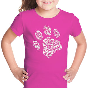 Dog Paw - Girl's Word Art T-Shirt