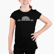 Load image into Gallery viewer, Peeking Dog  - Girl&#39;s Word Art T-Shirt