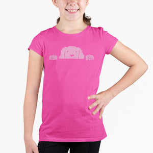 Peeking Dog  - Girl's Word Art T-Shirt