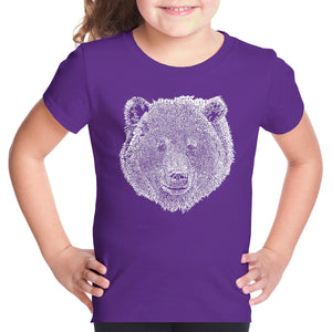 Bear Face  - Girl's Word Art T-Shirt