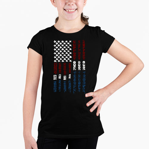 Support our Troops  - Girl's Word Art T-Shirt