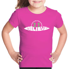 Load image into Gallery viewer, Believe UFO - Girl&#39;s Word Art T-Shirt