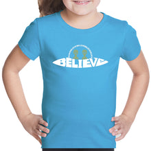 Load image into Gallery viewer, Believe UFO - Girl&#39;s Word Art T-Shirt