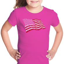 Load image into Gallery viewer, American Wars Tribute Flag - Girl&#39;s Word Art T-Shirt
