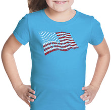 Load image into Gallery viewer, American Wars Tribute Flag - Girl&#39;s Word Art T-Shirt