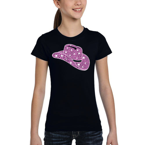 Cowgirl Hat - Girl's Word Art T-Shirt