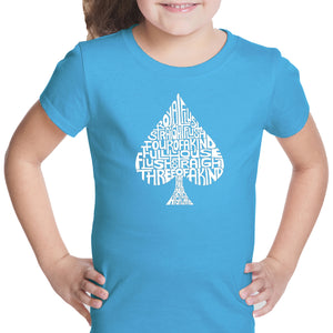 ORDER OF WINNING POKER HANDS - Girl's Word Art T-Shirt