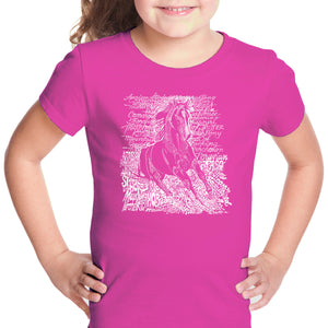 POPULAR HORSE BREEDS - Girl's Word Art T-Shirt