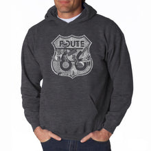 Load image into Gallery viewer, Stops Along Route 66 - Men&#39;s Word Art Hooded Sweatshirt