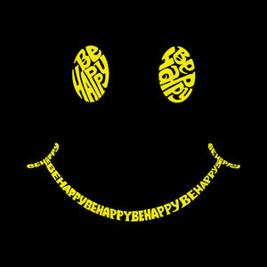 Be Happy Smiley Face  - Men's Word Art Hooded Sweatshirt