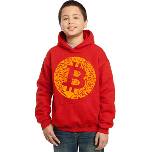 LA Pop Art Boy's Word Art Hooded Sweatshirt - Bitcoin