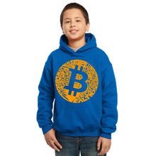 Load image into Gallery viewer, LA Pop Art Boy&#39;s Word Art Hooded Sweatshirt - Bitcoin