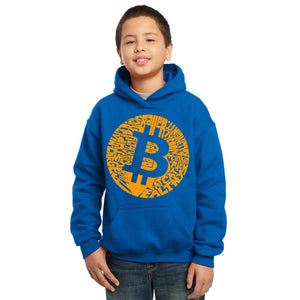 LA Pop Art Boy's Word Art Hooded Sweatshirt - Bitcoin
