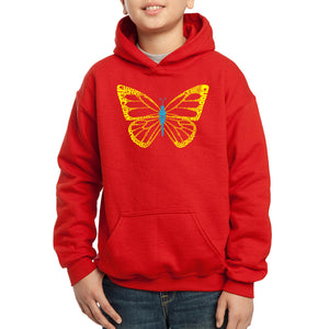 LA Pop Art Boy's Word Art Hooded Sweatshirt - Butterfly