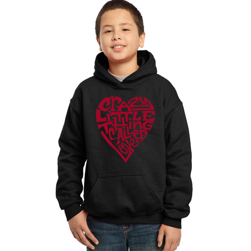LA Pop Art Boy's Word Art Hooded Sweatshirt - Crazy Little Thing Called Love